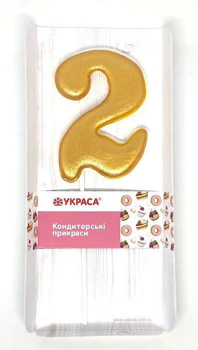 

Цифра Золотая на палочке "2", Золотистый