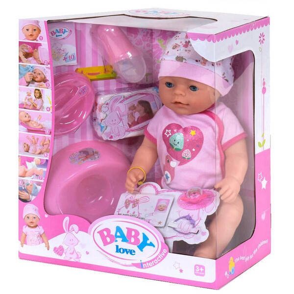 

Детский пупс с бутылочкой горшком и аксессуарами Baby Love 42 см интерактивный (58804)