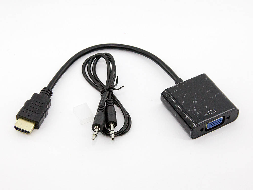 

HDMI - VGA Переходник HDMI на VGA конвертер адаптер ХДМИ в ВГА преобразователь с аудио кабелем для T2 приставки XBOX PS3 монитора ( HDMI to VGA audio, Черный