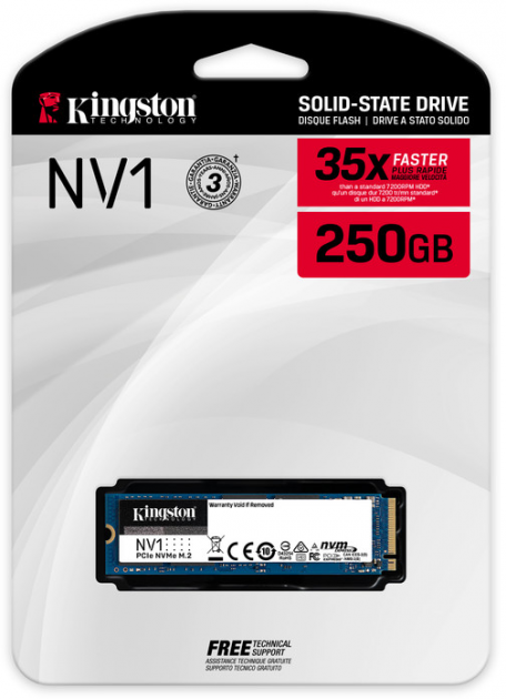 

Накопитель Kingston NV1 250GB NVMe M.2 2280 PCIe 3.0 x4 (SNVS/250G)