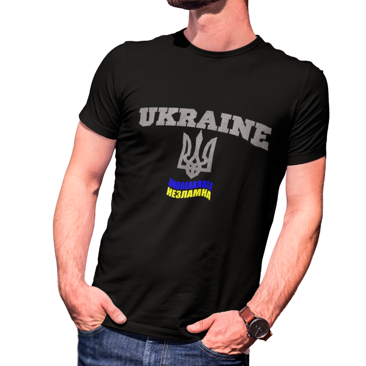 

Футболка мужская черная Україна незламна XL
