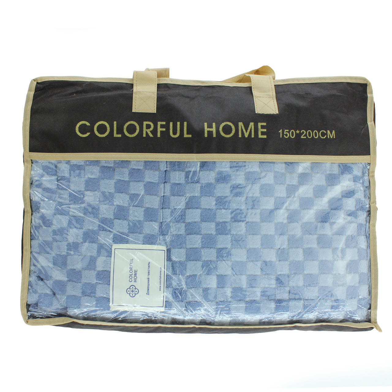 

Плед однотонный  в клетку 150x200см микрофибра Голубой