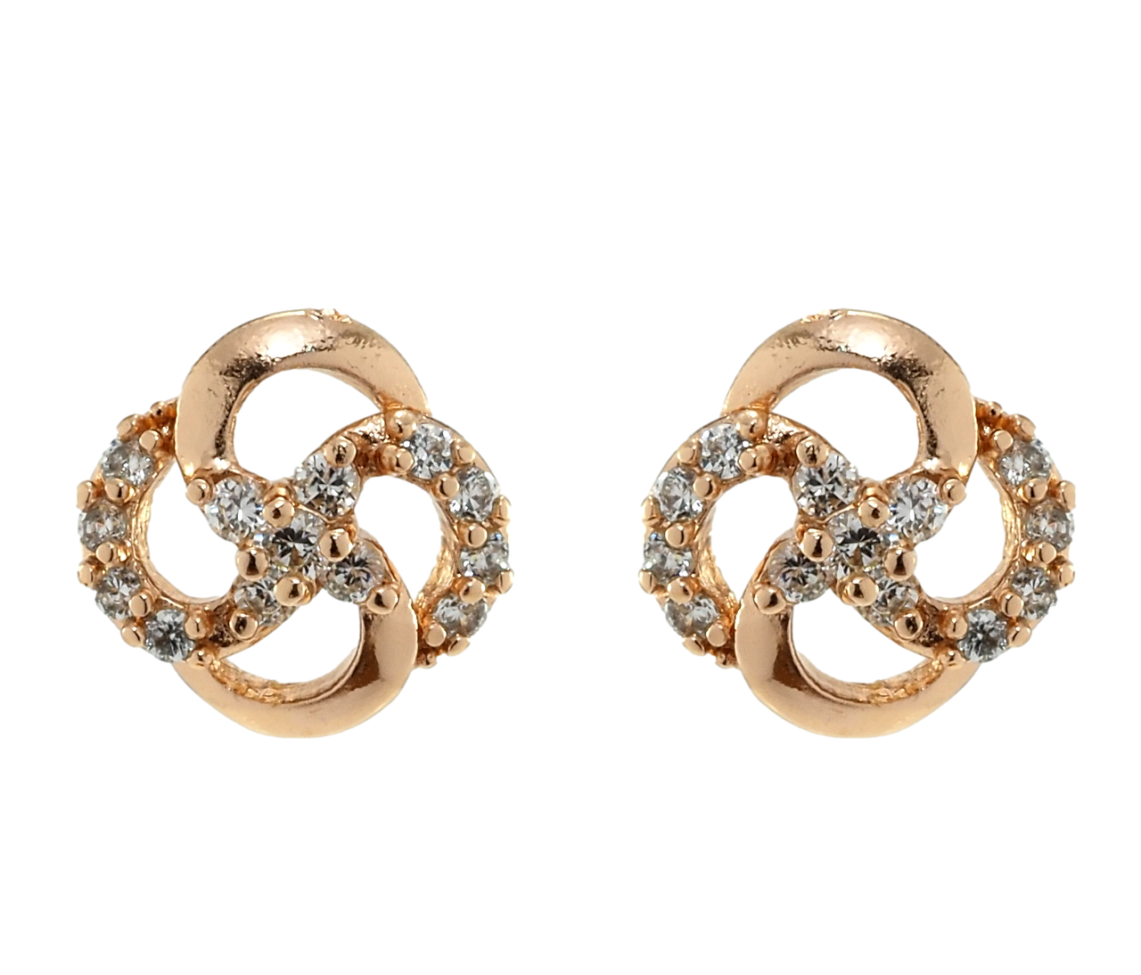 

Серьги Xuping Позолота РО гвоздики (пусеты) "Завитки с цирконием"