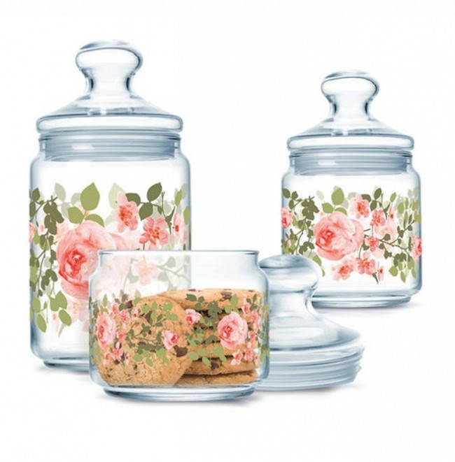 

Набор банок для сыпучих продуктов с розовыми розами 3 предмета Luminarc Jar Lupin (P2312), Прозрачный