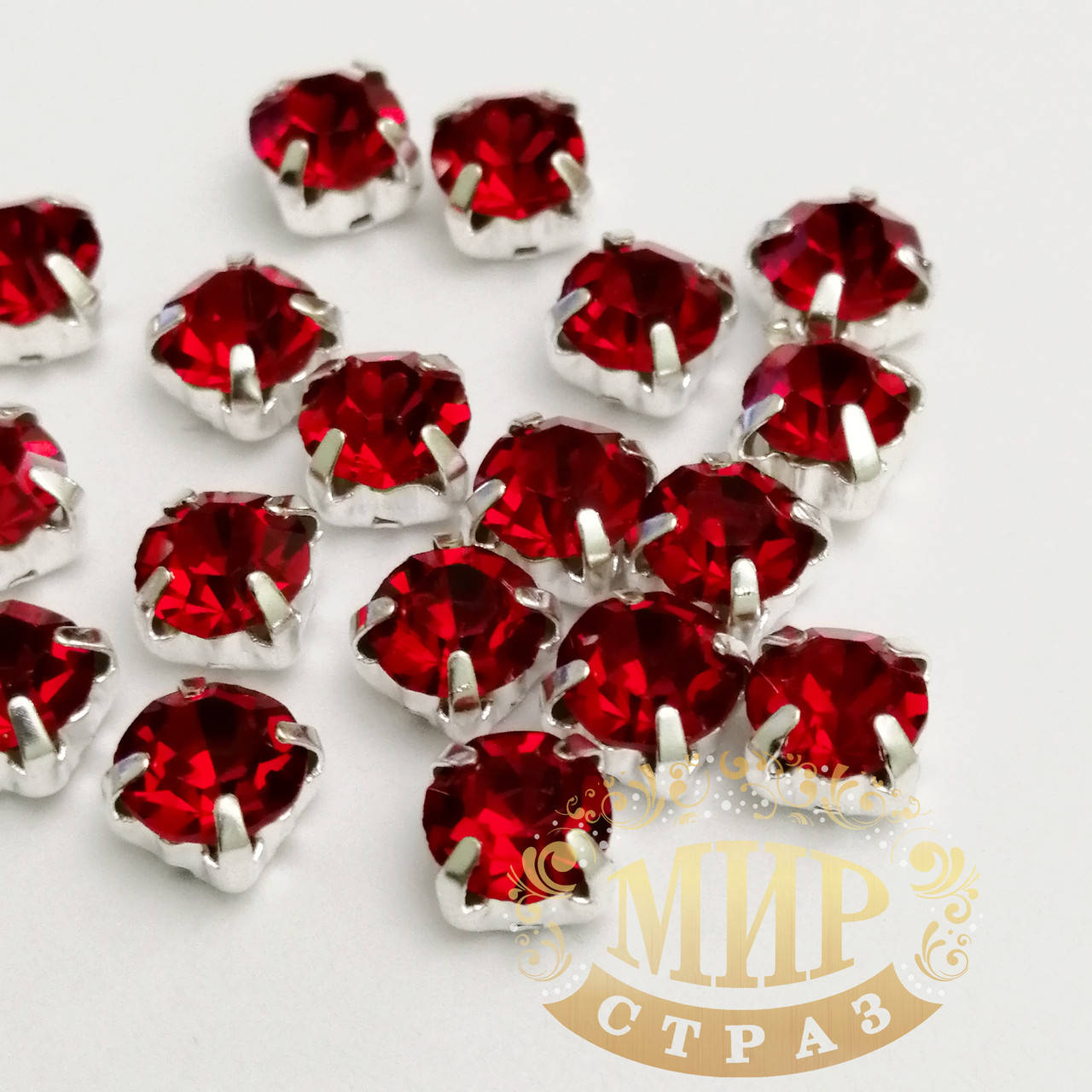 

Круглые стразы чатоны 6мм в серебряных цапах, размер , цвет Lt Siam, 1шт, Красный