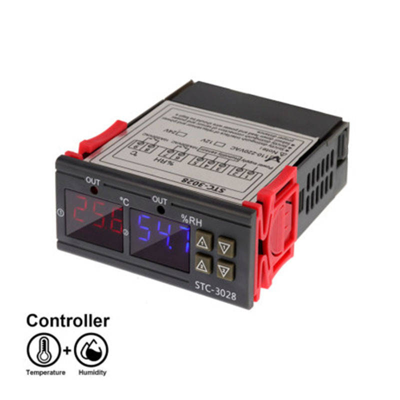 

Терморегулятор термостат + влагомер цифровой 2 LCD SENSOR STC-3028, для обогревателей, инкубаторов, ферм, Черный