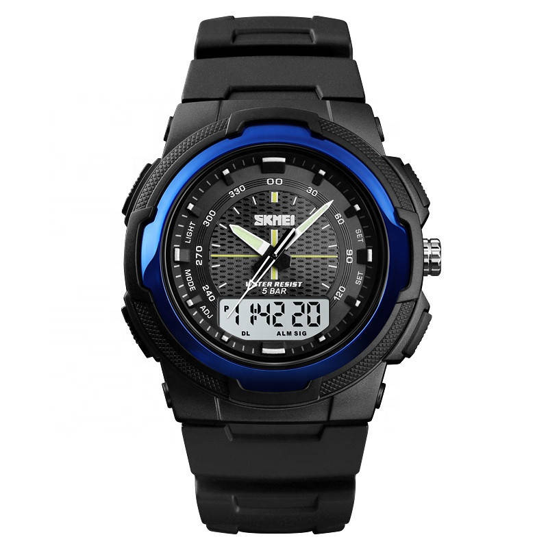 

Skmei 1454 черные с синим мужские спортивные часы