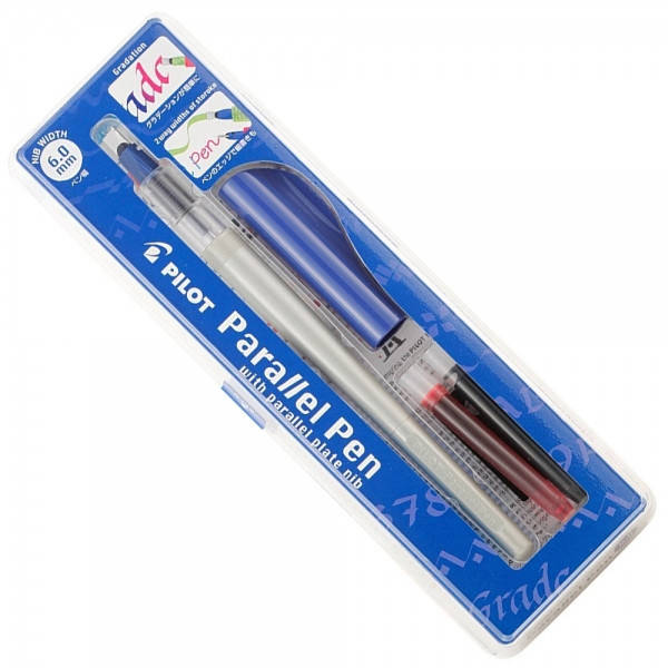 

Ручка для каллиграфии Pilot "Parallel Pen" 6,0мм перьевая, черный+красный картридж,