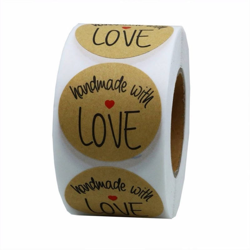 

Этикетка KRAFT "Hand made with LOVE" 25 мм. 1000 наклеек (арт. 01407)