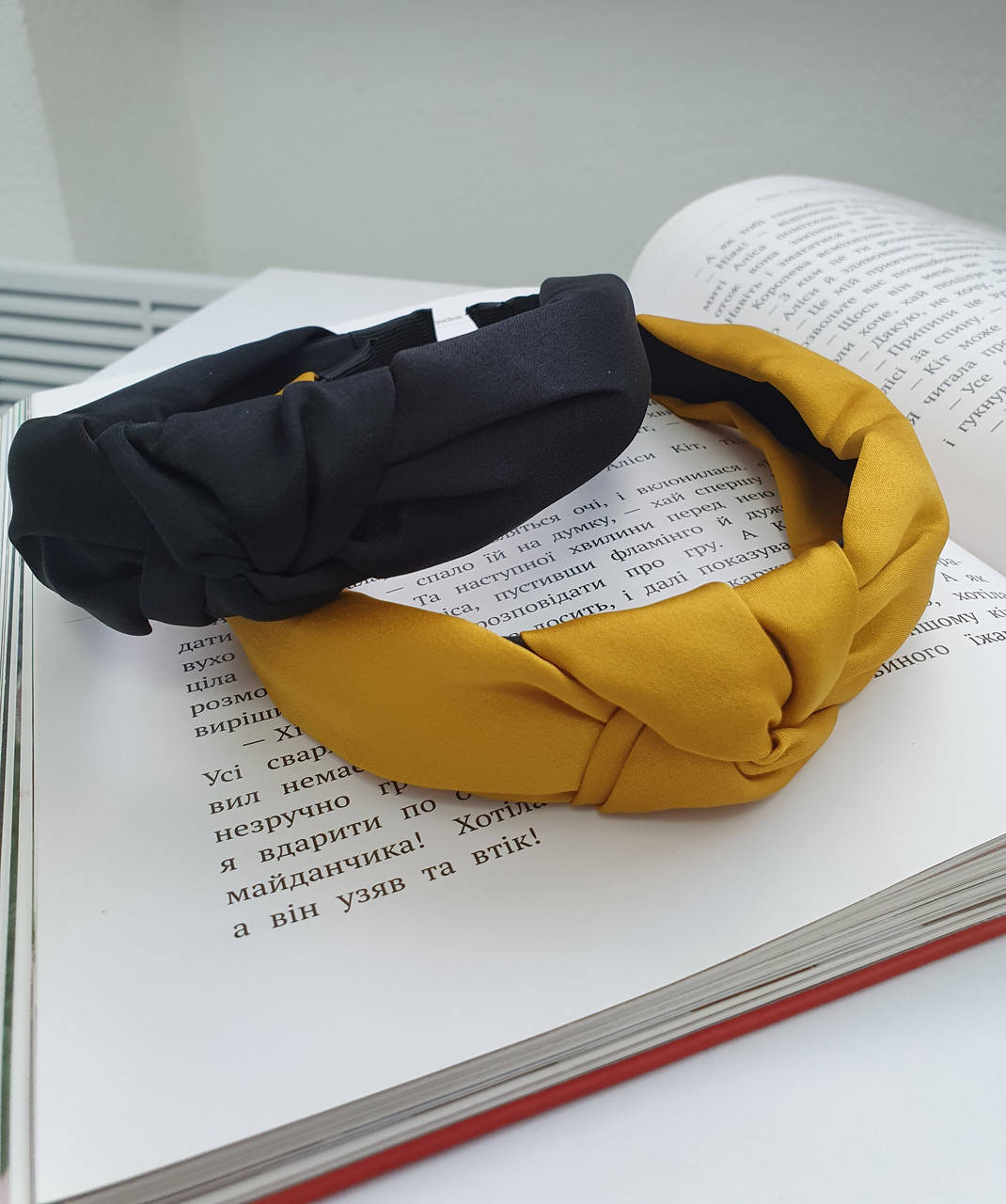 

Чёрный однотонный обруч чалма с узлом для волос, Черный