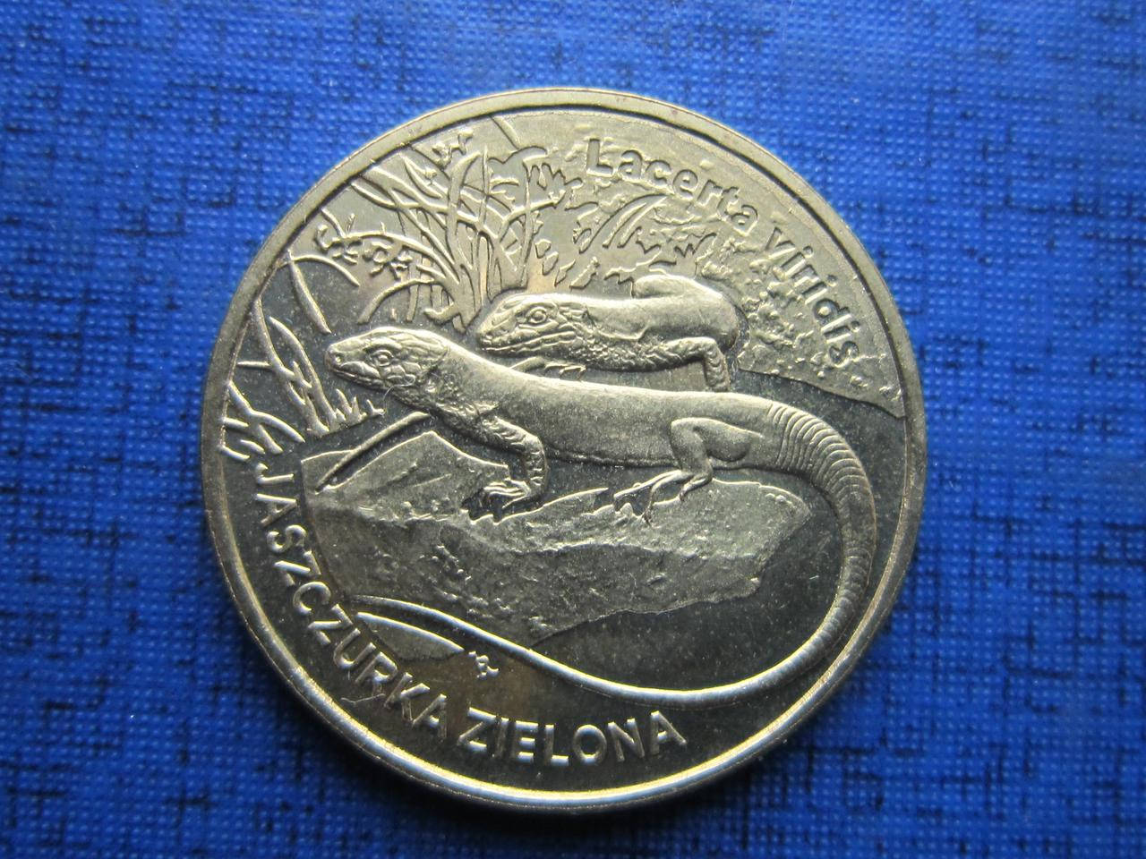 

Монета 2 злотых Польша 2009 фауна ящерицы