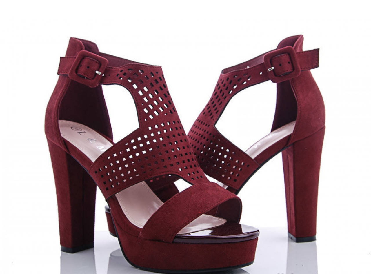 

Высокие замшевые женские бордовые босоножки 36-39