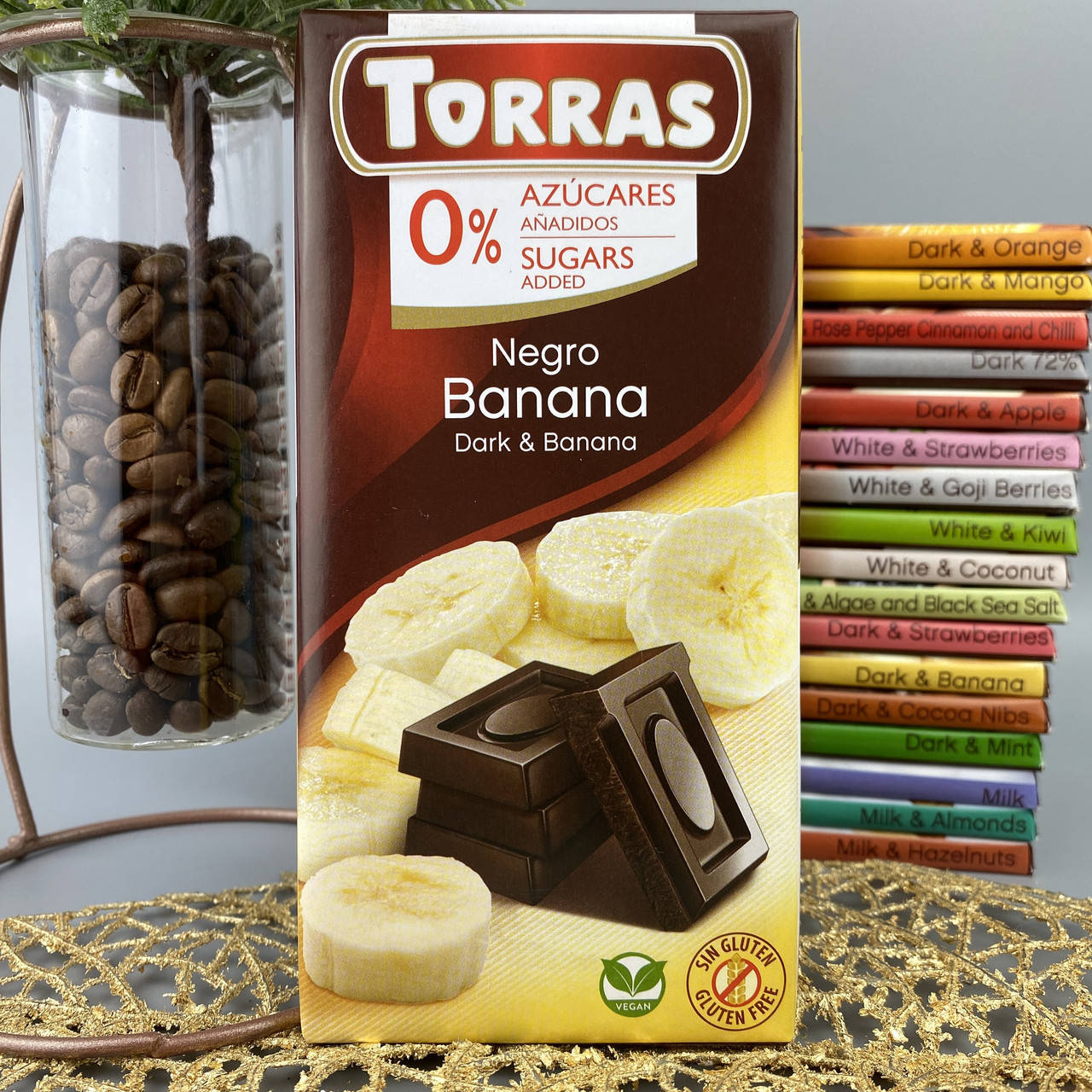 

Шоколад без сахара и глютена чёрный с бананом Торрас Torras 0% 75 г