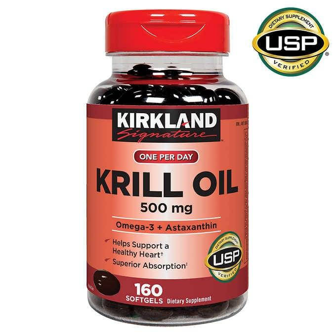 

Масло криля Kirkland Krill Oil 500 мг, 160 мягких капсул