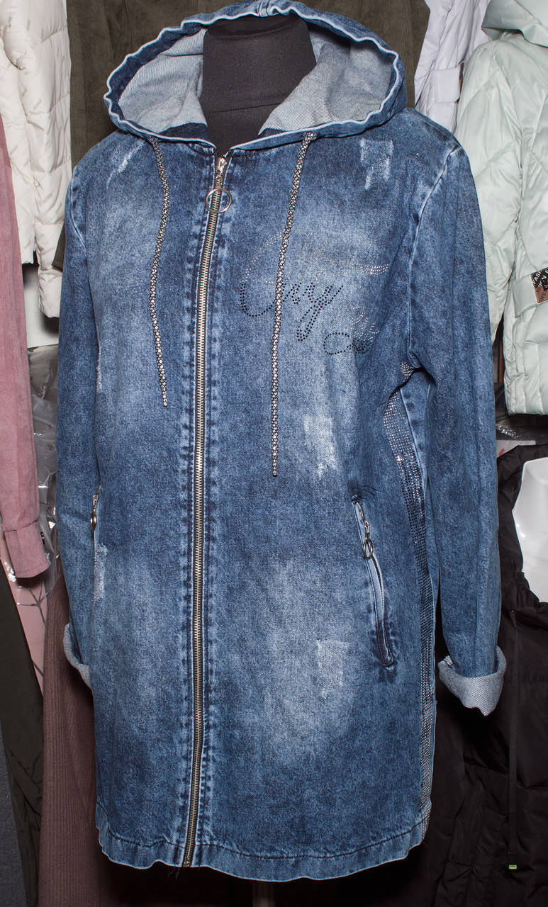 

Джинсовий кардиган з капюшоном 48.50.52.54, Джинс