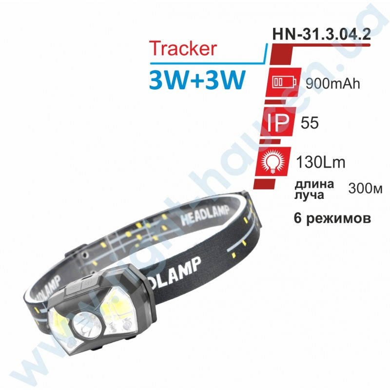 

Фонарик RIGHT HAUSEN TRACKER на лоб 3W+3W Li-ion с датчиком движения + красный свет