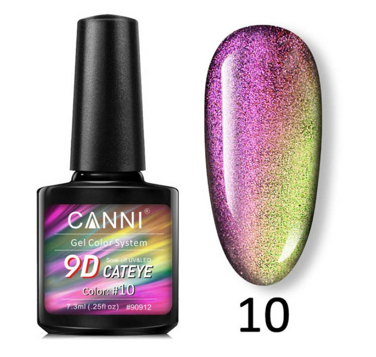 

Гель-лак кошачий глаз 9D Canni № 10 розово-золотистый 7.3 мл