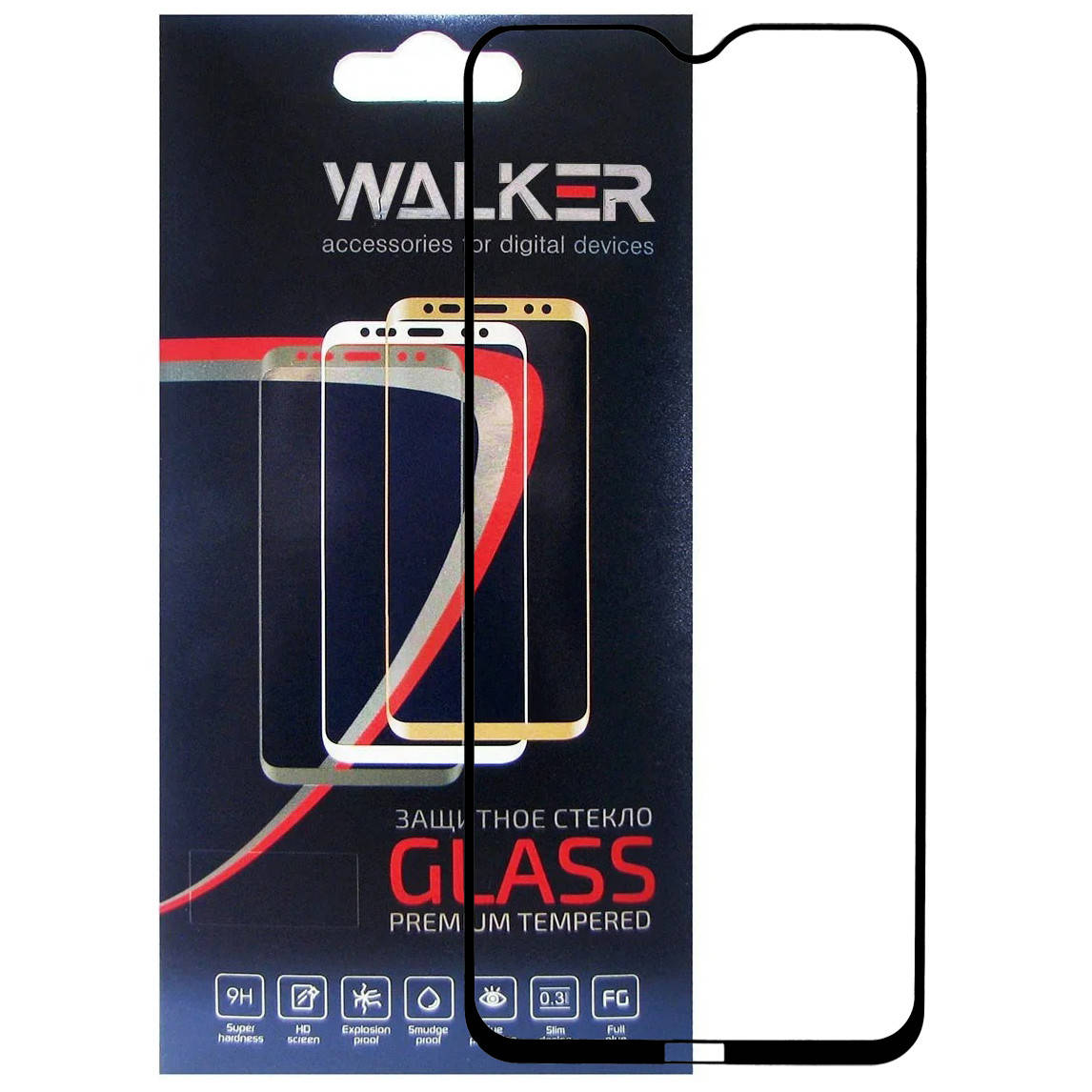 

Защитное стекло Walker 3D Full Glue для Xiaomi Redmi Note 8 Black, Черный