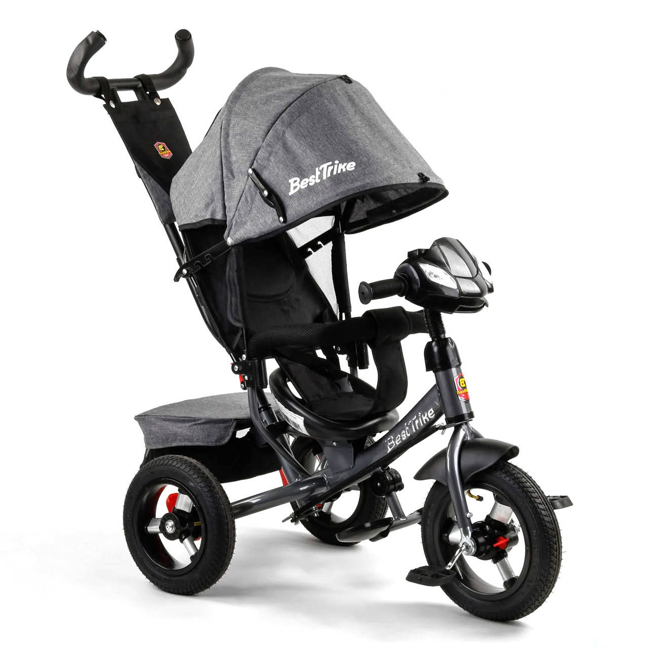 

Велосипед детский трехколесный с ручкой BEST TRIKE 3390 серый