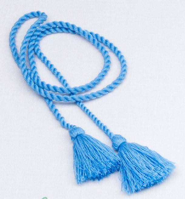 

Пояс-шнурок для вышиванки. Тонкий пояс для вышиванки. Шнурок для вышиванки голубой