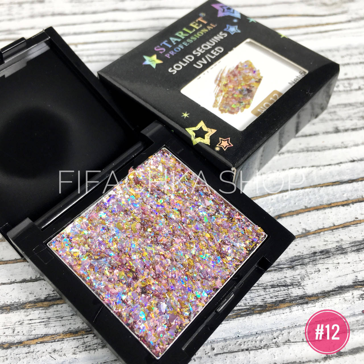

Глиттерный гель для дизайна ногтей в палетке Starlet Professional Solid Sequins 5 г №12