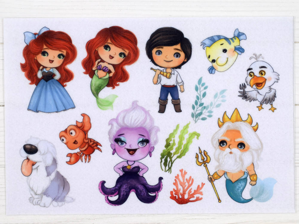 

Фетр с принтом "Сказка Русалочка" (Корейский жесткий 1,2 мм)