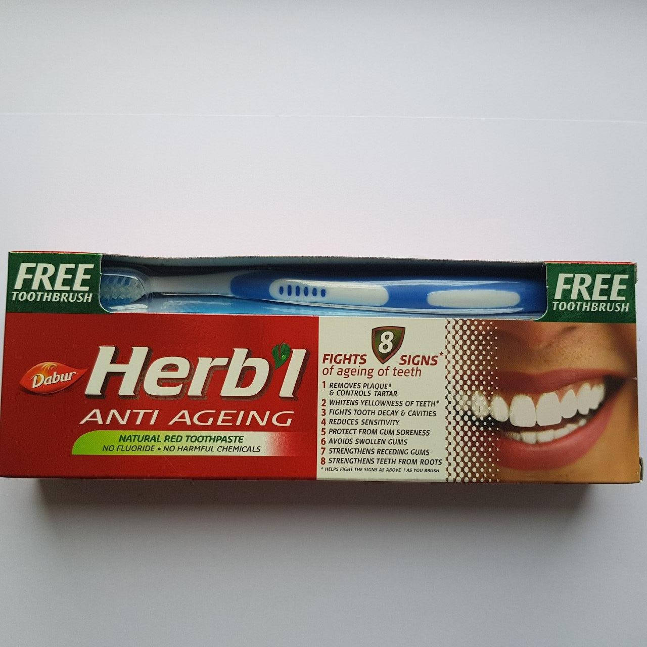 

DABUR HERBL "АНТИ-ВОЗРАСТНАЯ" зубная паста 150гр+щетка