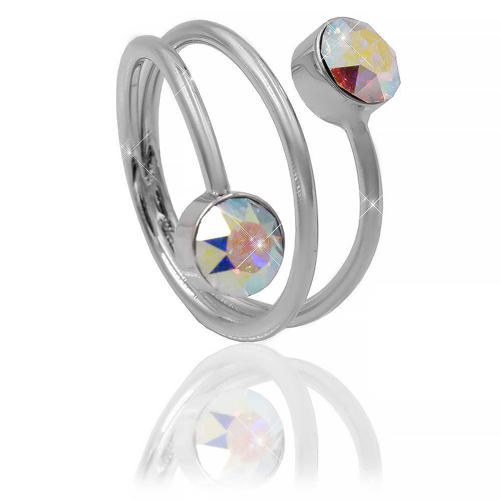 

Кольцо Swarovski Спираль - 2 камушка 16