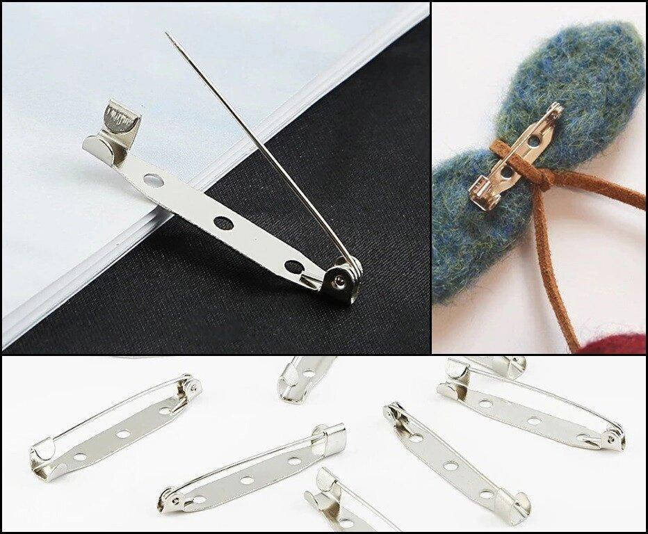 

(10шт) Основа для броши 4 см, заготовка под брошь - планка (сп7нг-9471), Серый