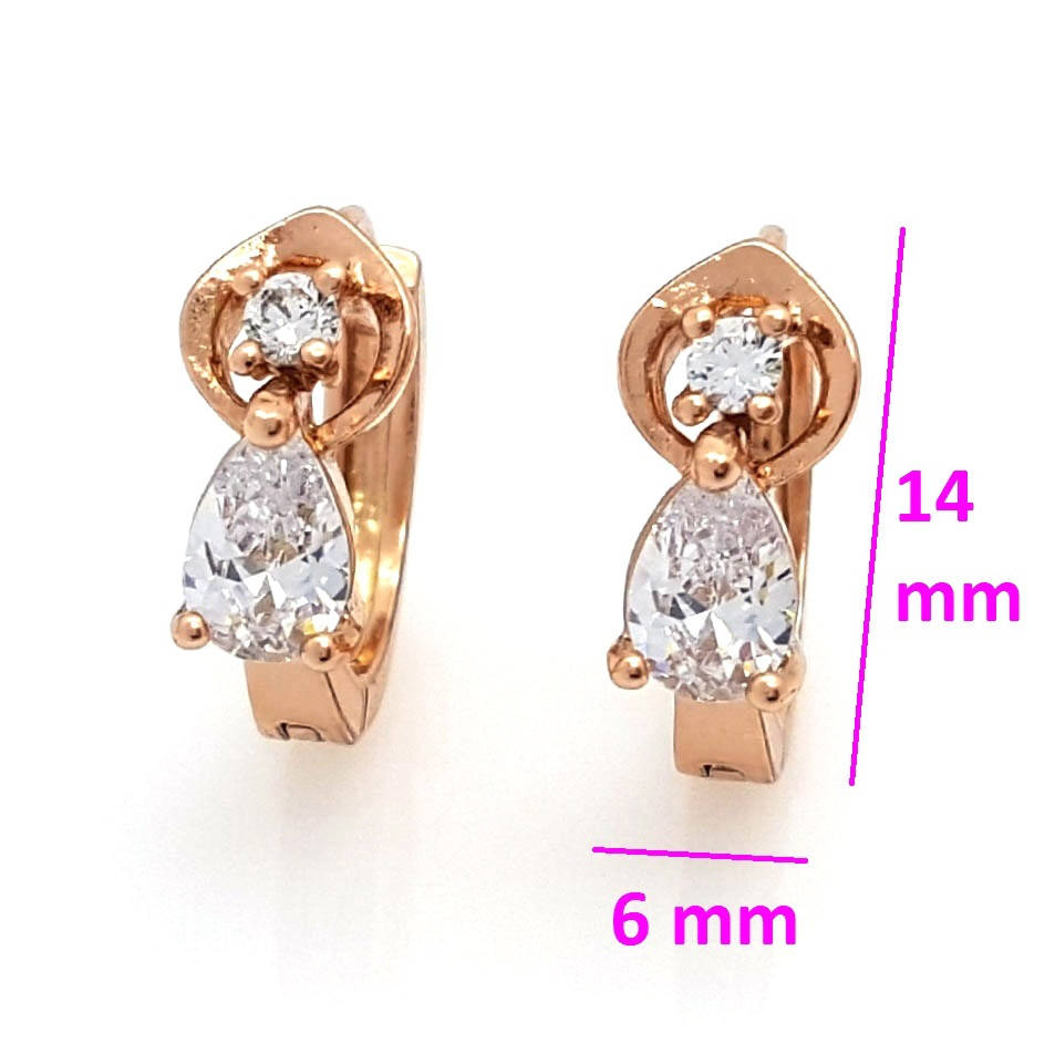 

Серьги Хрустальная капелька, с цирконием, позолота Xuping, 14К