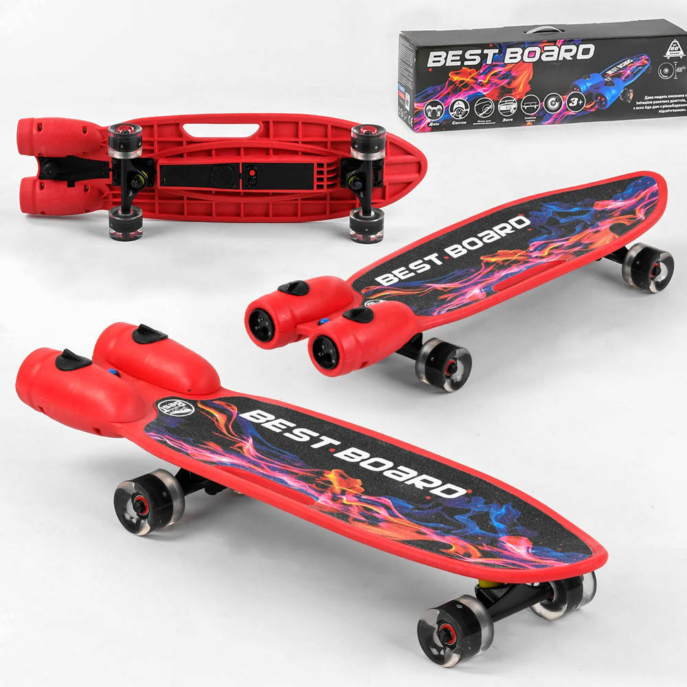 

Скейт с дымом и музыкой Best Board S-00710 Красный (колеса PU, USB зарядка)