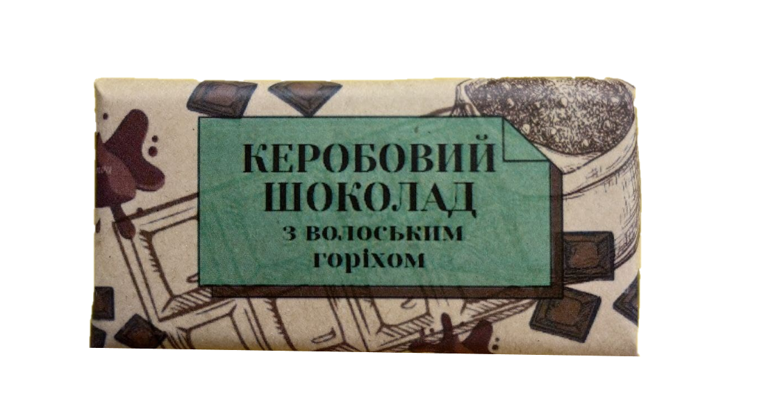 

Шоколад на кэробе с грецкими орехами . Без сахара и сои. RAW (50гр)