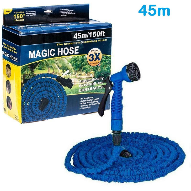 

Усиленный садовый шланг для полива Xhose 45 м. с распылителем 150ft