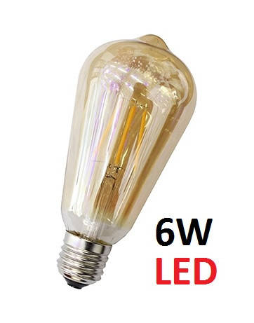 

Светодиодная лампа Эдисона Filament ST64 6W E27 2700K Оранж