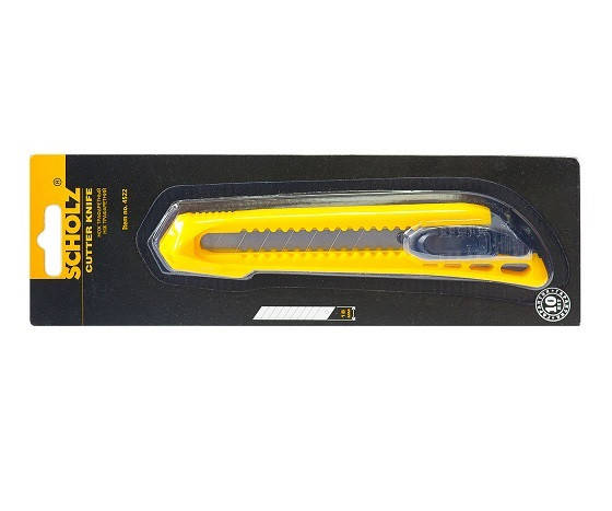 

Нож канцелярский "Scholz" 18мм на блистере, автофиксатор, ш.к. 8591662452204