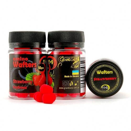 

Бойлы нейтральной плавучести Amino Wafters Strawberry (Клубника) 11х9мм 50шт