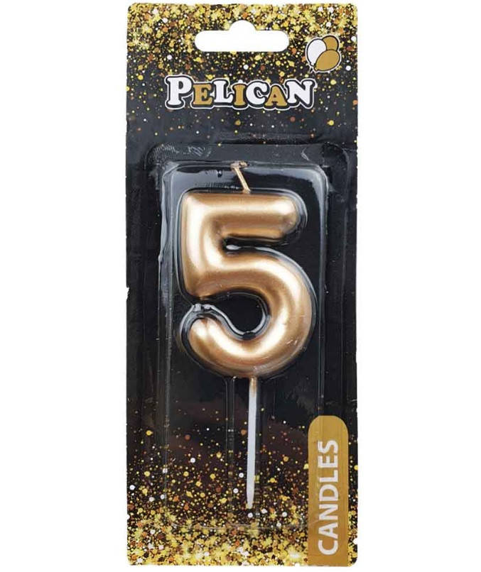 

Свеча для торта "5" золотой 6см