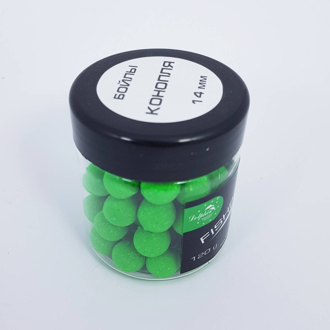 

Бойлы на карпа пылящие Dolphin 14мм 120г в банке (Конопля)