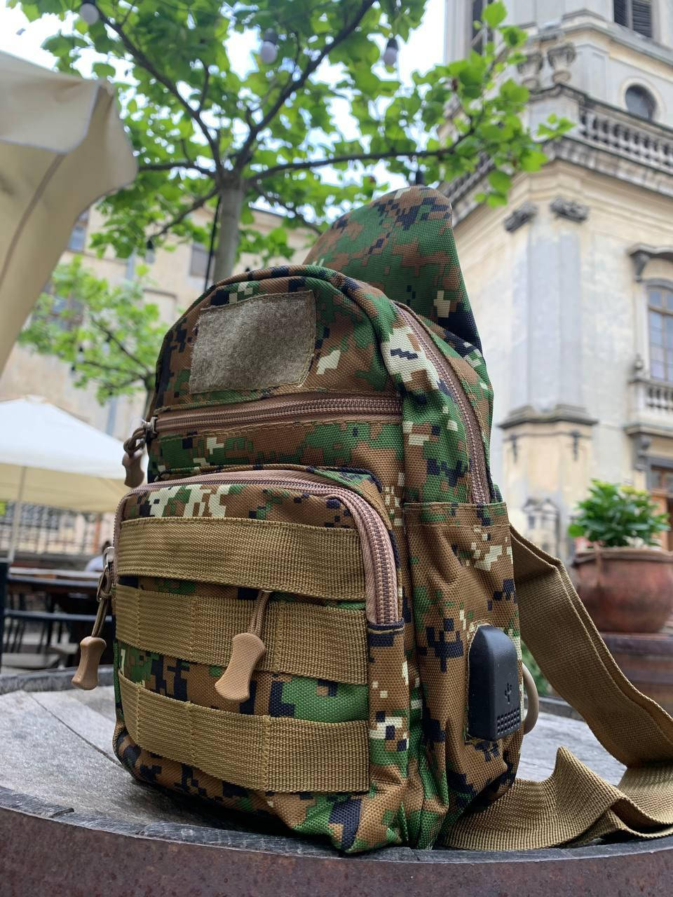 

Тактическая сумка-рюкзак, барсетка на одной лямке, Камуфляж Пиксель