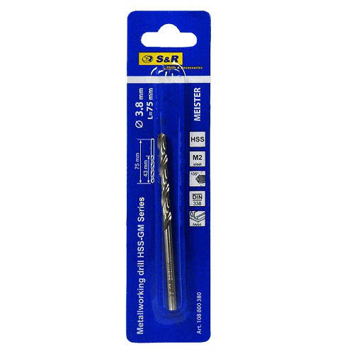 

Сверло по металлу 3,8 мм S&R Meister (108800380)