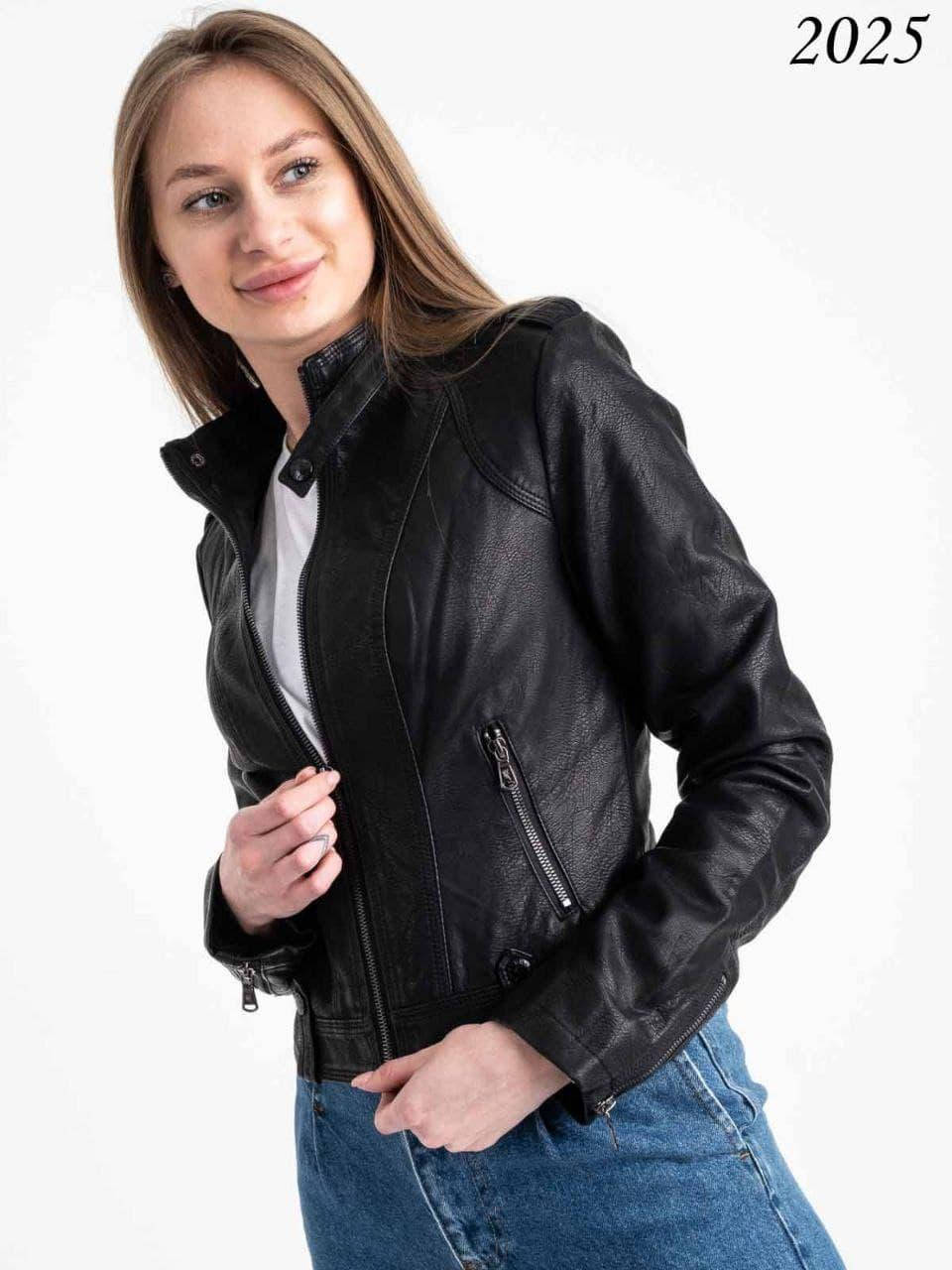 

Куртка косуха женская кожаная черная S-M, Черный