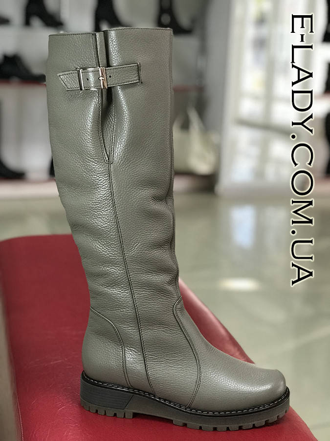 

Сапожки зимние из натуральной кожи на толстой подошве, Бежевый