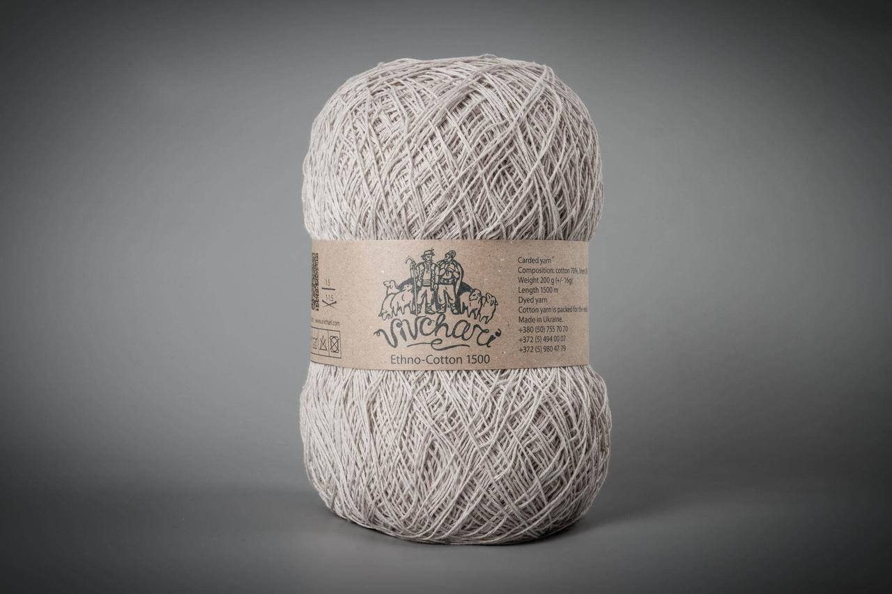 

Пряжа хлопковая Vivchari Ethno-Сotton 1500, Color No.104 беж