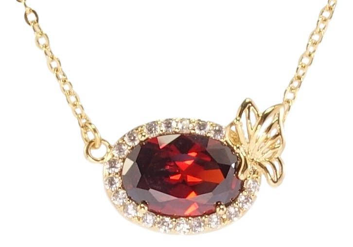 

Подвеска на цепочке Xuping Позолота 18K "Красный кристалл в обрамлении циркония с цветком" длина 43-46см х 2мм