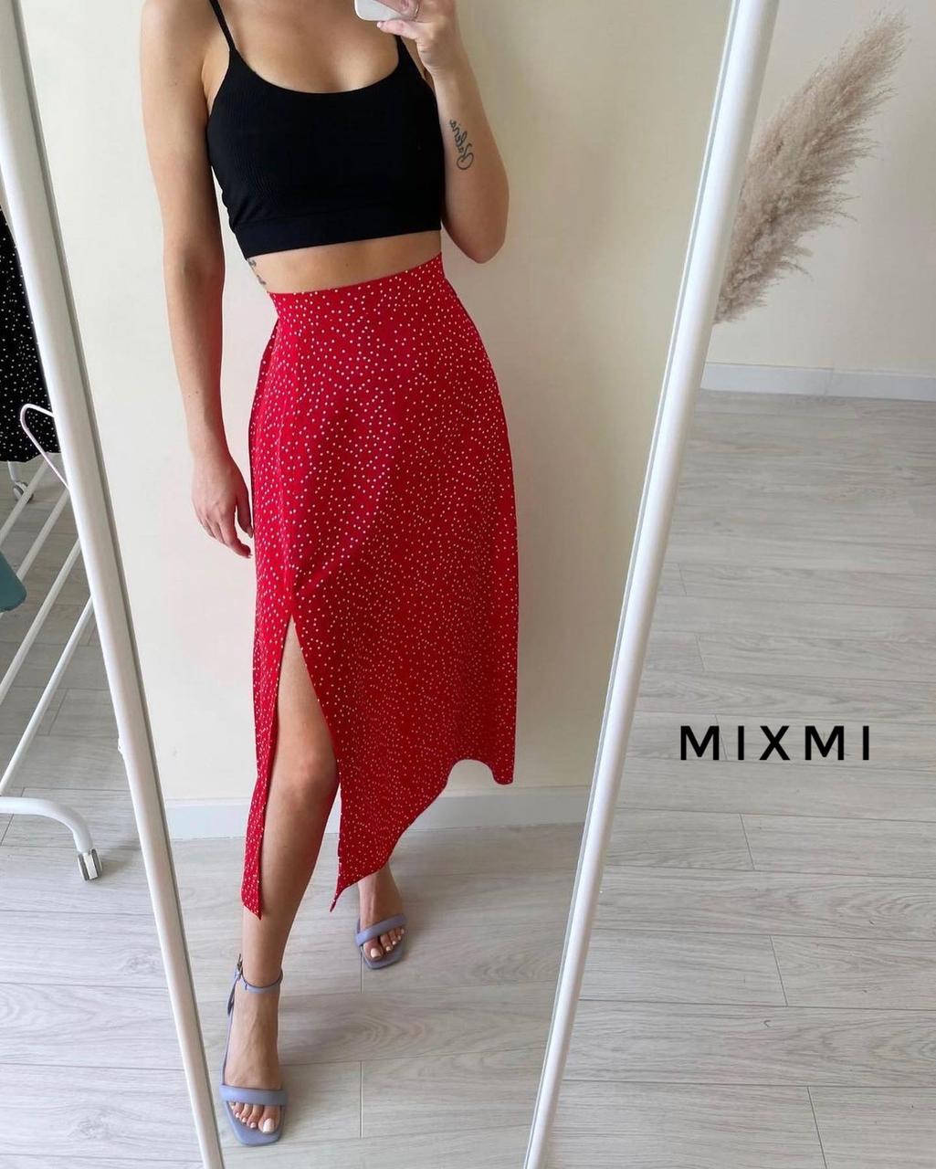 

Костюм женский топ на бретельках +юбка софт принт 42-44; 44-46 "MIXMI" от прямого поставщика, Красный