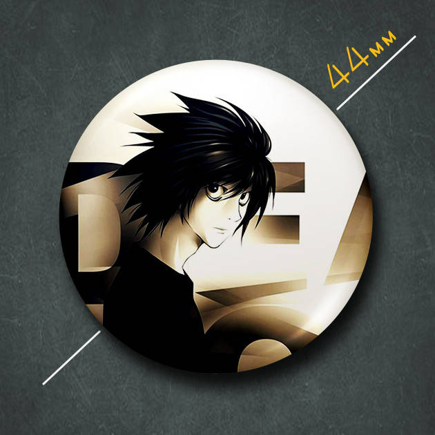 

"L (Тетрадь смерти / Death note)" значок круглый на булавке Ø44 мм