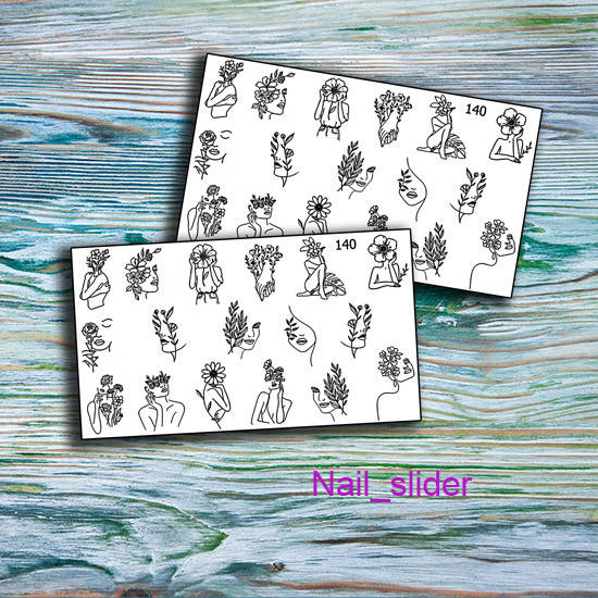 

Слайдер дизайн для ногтей рисунки тонкие линии, Черный