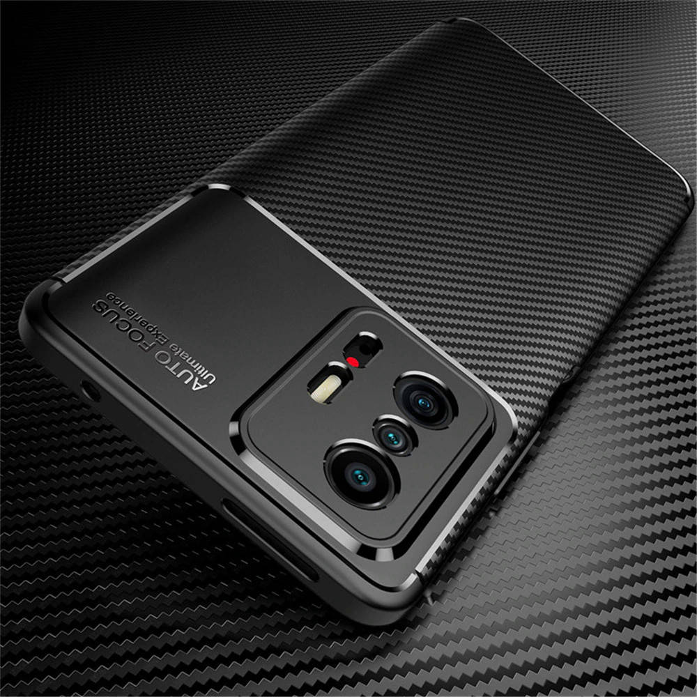 

Противоударный чехол Карбон для Xiaomi Mi 11t Pro черный резиновый бампер
