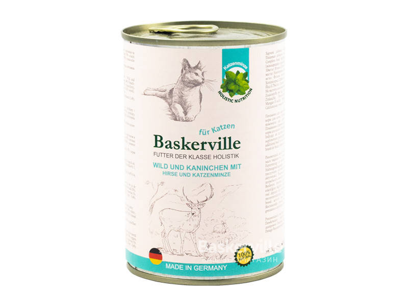 

Консерва для котов Baskerville оленина с кроликом 400 г