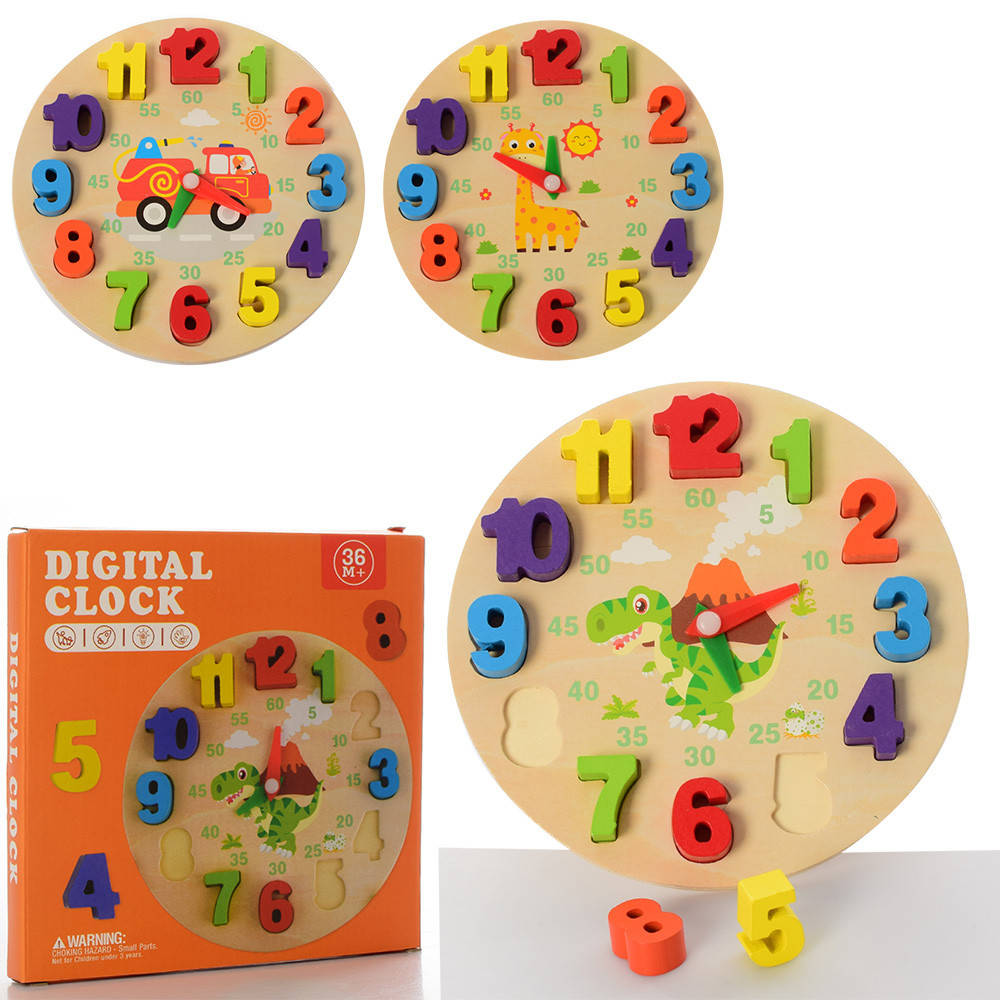 

Деревянная игрушка Часы, 3 вида, MD2898